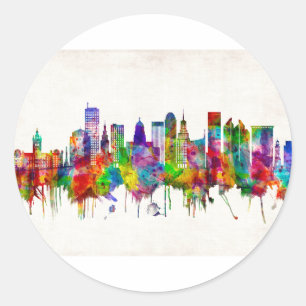 Sticker Rond Buffalo New York Skyline