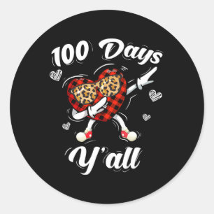 Sticker Rond Buffalo Plaid 100 Jours Y'all Of School Dabbing He