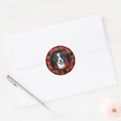 Sticker Rond Buffalo Plaid Bernese Mountain Dog Adresse de reto (Enveloppe)