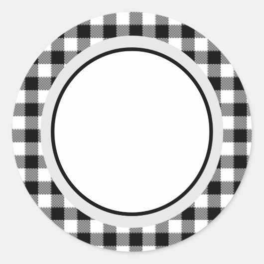 Sticker Rond Buffalo Plaid, Buffalo Check noir et blanc Plaid (Devant)