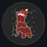 Sticker Rond Buffalo Plaid Bulldog Père Noël Christmas Pyjama M<br><div class="desc">Buffalo Plaid Bulldog Père Noël Pyjama de Noël</div>
