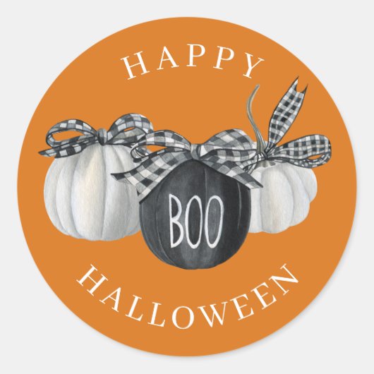 Sticker Rond Buffalo Plaid Citrouille Pays Halloween (Devant)
