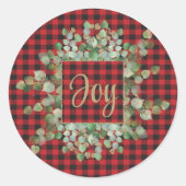 Sticker Rond Buffalo Plaid Eucalyptus Nom personnalisé Message (Devant)