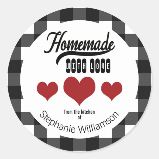 Sticker Rond Buffalo Plaid fait maison avec un cadeau d'amour d (Devant)