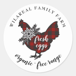 Sticker Rond Buffalo Plaid Family Farm Picken