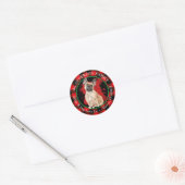 Sticker Rond Buffalo Plaid French Buldog Adresse de retour (Enveloppe)