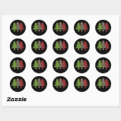 Sticker Rond Buffalo Plaid Joyeux Arbre de Noël Famille Corresp (Feuille)