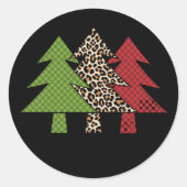 Sticker Rond Buffalo Plaid Joyeux Arbre de Noël Famille Corresp (Devant)
