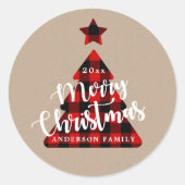 Sticker Rond Buffalo plaid sapin (Devant)