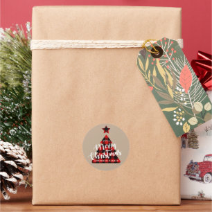 Sticker Rond Buffalo plaid sapin