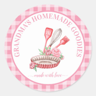 Sticker Rond Buffalo rose Chèque Ustensiles de cuisine Plaque à