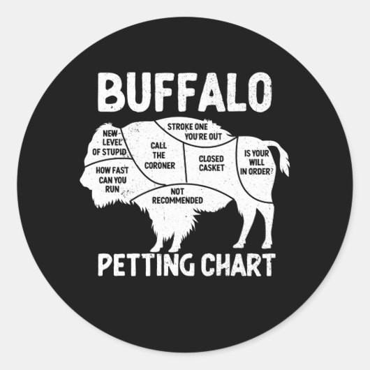 Sticker Rond Buffalo Wildlife Pile Graphique Pour Les Amateurs (Devant)