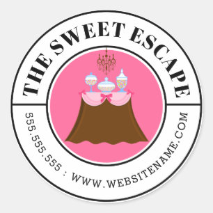 Sticker Rond Buffet de bonbons moderne Texte courbe