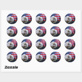 Sticker Rond Buffle Blanc Avec Drapeau Américain Et Éclair (Feuille)