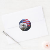 Sticker Rond Buffle Blanc Avec Drapeau Américain Et Éclair (Enveloppe)