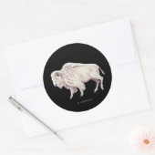 Sticker Rond Buffle blanc sur noir solide (Enveloppe)