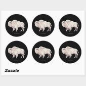 Sticker Rond Buffle blanc sur noir solide (Feuille)