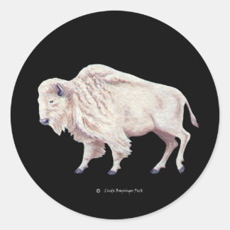 Sticker Rond Buffle blanc sur noir solide
