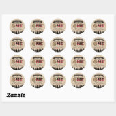 Sticker Rond Buffle de forêt rustique Plaid Wild Un Baby shower (Feuille)