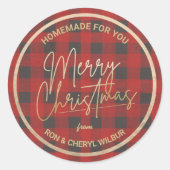 Sticker Rond Buffle rouge de Noël plaqué maison (Devant)