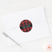 Sticker Rond Buffle rouge et noir Plaid Rustique fête d'anniver (Enveloppe)