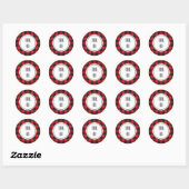 Sticker Rond Buffle rouge noir Plaid Noël (Feuille)