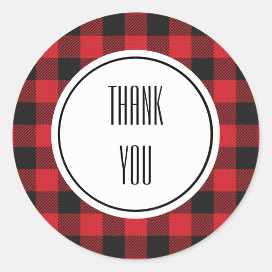Sticker Rond Buffle rouge noir Plaid Noël (Devant)