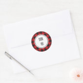 Sticker Rond Buffle rouge noir Plaid Noël (Enveloppe)