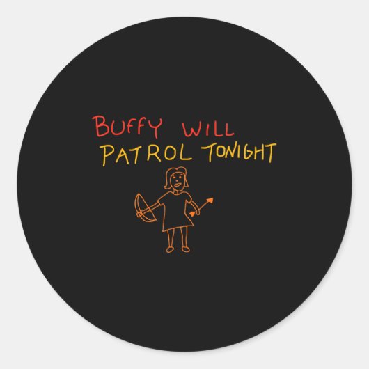 Sticker Rond Buffy Will Patrol Tonight  (Devant)