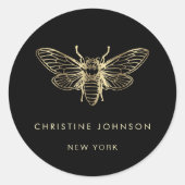 Sticker Rond bug sur noir (Devant)