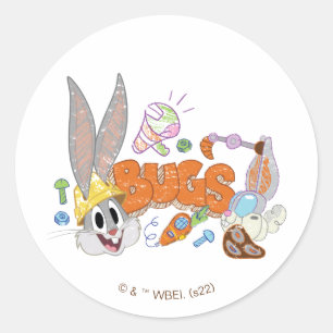 Sticker Rond BUGS BUNNY BUILDERS™ Croquis de BUGS BUNNY™