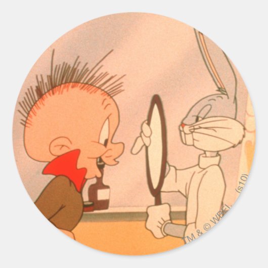 Sticker Rond BUGS BUNNY™ et ELMER FUDD™ 2 (Devant)