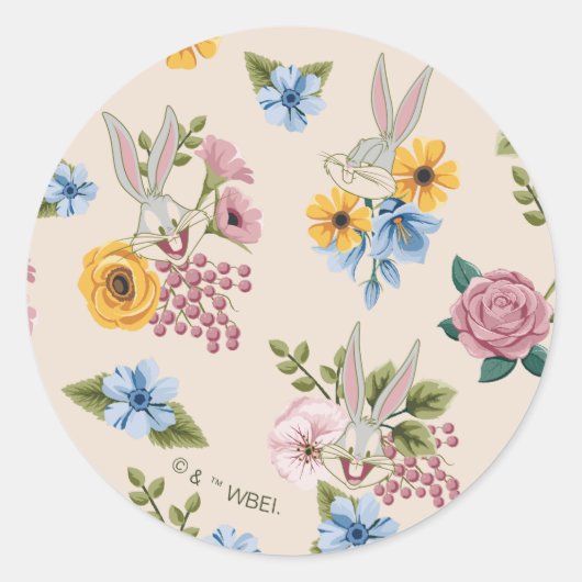 Sticker Rond BUGS BUNNY™ Floral Embroidery Pattern (Devant)