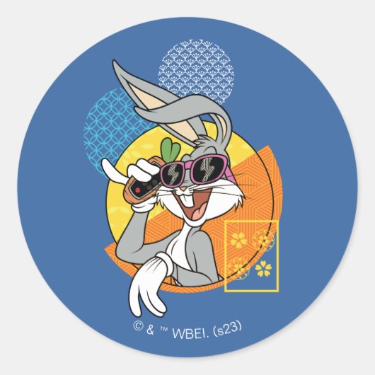 Sticker Rond BUGS BUNNY™ - Graphique de vacances à Singapour (Devant)
