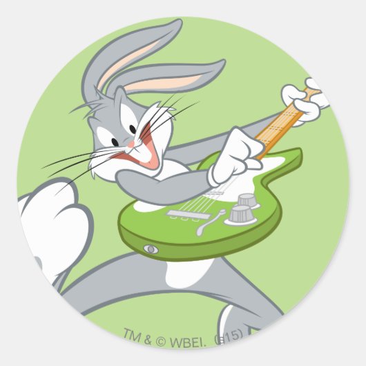 Sticker Rond BUGS BUNNY™ Rocking sur guitare (Devant)