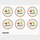 Sticker Rond Bugs Insectes Ladybugs Ants Anniversaire Favoriser (Feuille)
