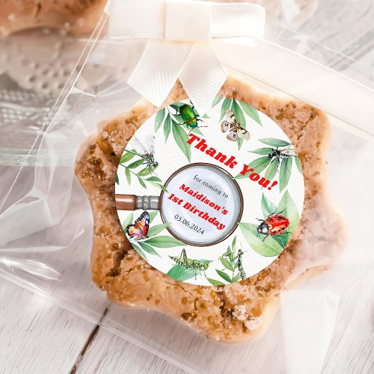 Sticker Rond Bugs & Insectes Vintage fête d'anniversaire