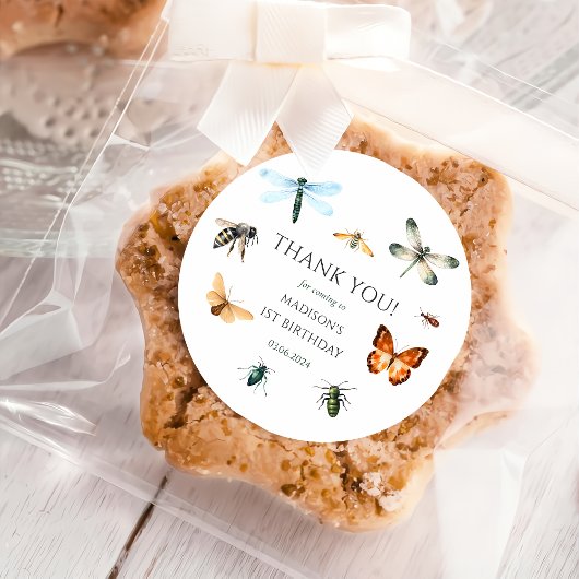 Sticker Rond Bugs & Insectes Vintage fête d'anniversaire