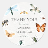 Sticker Rond Bugs & Insectes Vintage fête d'anniversaire (Devant)