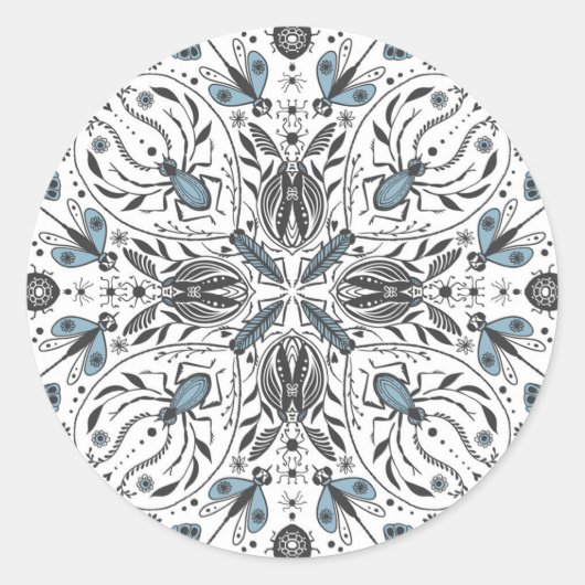 Sticker Rond Bugs, noir et bleu (Devant)