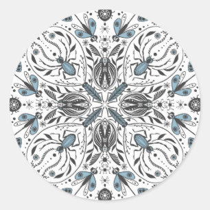 Sticker Rond Bugs, noir et bleu