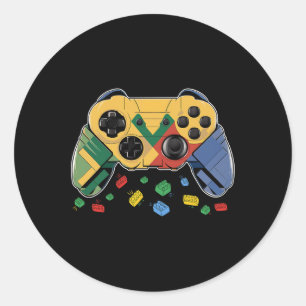 Sticker Rond Builder Vidéo Jeu Bloc brique Construction Enfants
