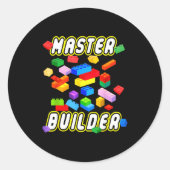Sticker Rond Building Bricks Master Builder Construction Block  (Devant)