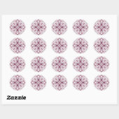 Sticker Rond Buissons, magenta foncé et rose sur blanc (Feuille)
