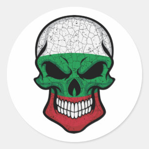 Sticker Rond Bulgarie Drapeau crâne souriant