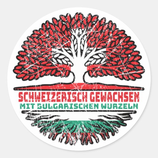 Sticker Rond Bulgarisch Schweizer Baum Wurzel (Devant)