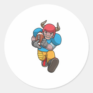Sticker Rond Bull à Sports avec Football & Casque