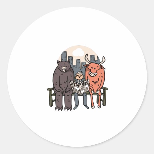 Sticker Rond Bull Et Ours - Crypto Drôle/Stock (Devant)