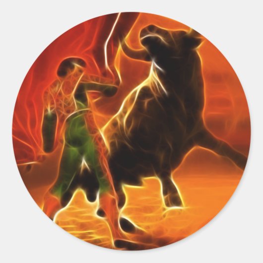 Sticker Rond Bull Fighter Et El Toro (Devant)