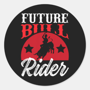 Sticker Rond Bull Riding Le Futur Bull Rider Design Rodeo Gea